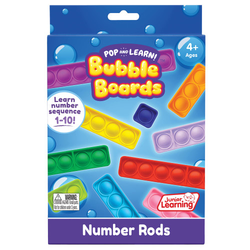 Junior Learning Number Rod Bubble Boards Pop and Learn, Learn to Count Out Numbers, Math and Sensory Learning, for Ages 4+, Grade Pre-K