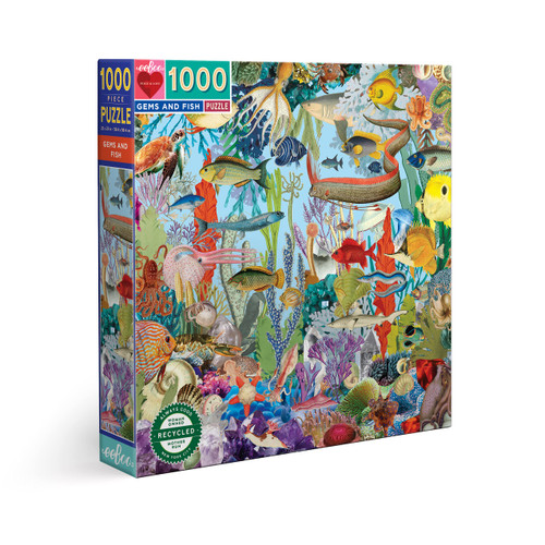 eeBoo: Piece and Love Gems and Fish 1000 Piece Square Jigsaw Puzzle, Sturdy Puzzle Pieces, A Cooperative Activity with Friends and Family eeBoo: Piece and Love Gems and Fish 1000 Piece Square Jigsaw Puzzle, Sturdy Puzzle Pieces, A Cooperative Activity with Friends and Family