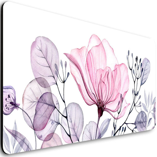 Gaming Mouse Pad,Large Big Extended Mousepad Computer Keyboard Mat Desk Pad with Non-Slip Base for Home Office Gaming Work - Watercolor Floral Roses Pink Purple Vintage Flower