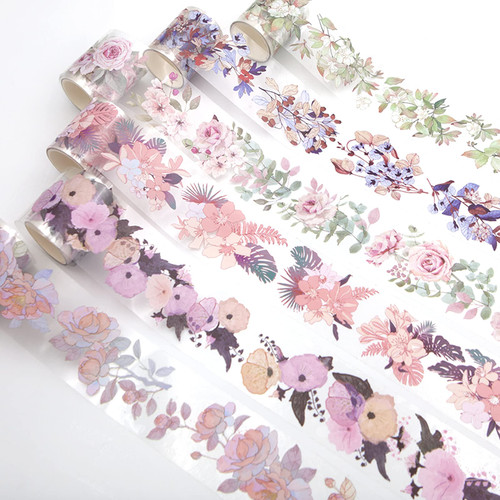 VISUMCIP Flower Scrapbooking Tape Set, 6 Rolls of PET Tape, Colored Masking Tape, and Journaling Stickers, Ideal for Bullet Journals, Junk Journals, and Art Journaling Supplies VISUMCIP Flower Scrapbooking Tape Set, 6 Rolls of PET Tape, Colored Masking Tape, and Journaling Stickers, Ideal for Bullet Journals, Junk Journals, and Art Journaling Supplies