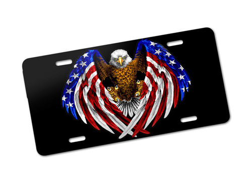WSQ American Eagle Flag License Plate Cover Auto Car Tag Aluminum Metal Front Plate Cover Frame for Car HS114LP