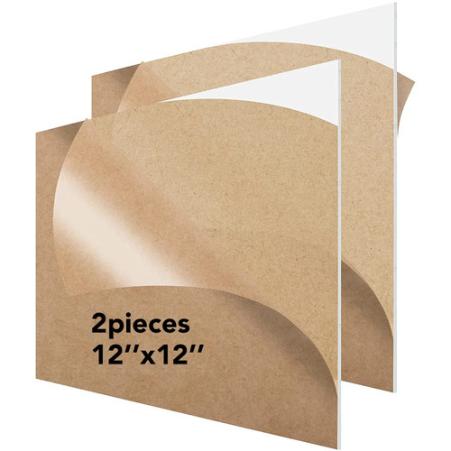 JBR999 Plexiglass Sheets 12x12 Inch 1/8" Thick Clear Acrylic Sheets 3mm Thick Cast Transparent Acrylic Sheets for Signs, LED Light,Display Cases, Holders, Paintings, Laser Engraving and Crafts