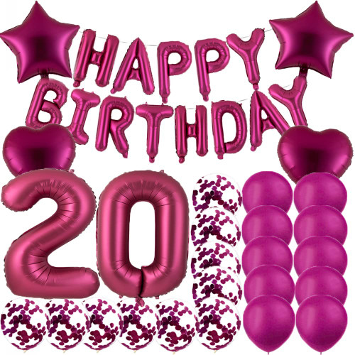 Sweet 20th Birthday Decorations Party Supplies,Burgundy Number 20 Balloons,20th Foil Mylar Balloons Latex Balloon Decoration,Great 20th Birthday Gifts for Girls,Women,Men,Photo Props