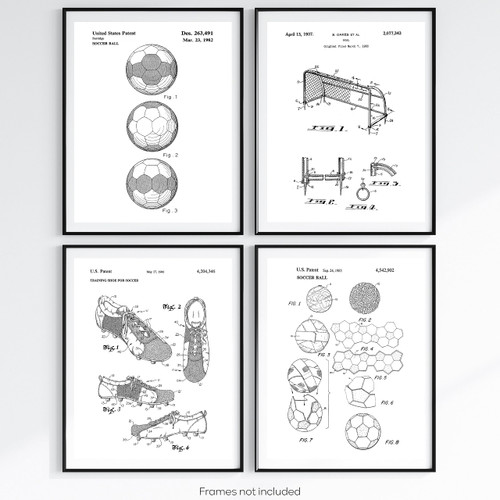 Soccer Patent Wall Art, Vintage Soccer Posters Set Of 4 (large 11x14 Size), Black And White Soccer Wall Art, Soccer Wall Decor For Men, Best Soccer Fans Gifts Or Soccer Artwork For Wall - Soccer Ball Wall Art For Man Cave - Sport Posters For Man Cave Soccer Patent Wall Art, Vintage Soccer Posters Set Of 4 (large 11x14 Size), Black And White Soccer Wall Art, Soccer Wall Decor For Men, Best Soccer Fans Gifts Or Soccer Artwork For Wall - Soccer Ball Wall Art For Man Cave - Sport Posters For Man Cave
