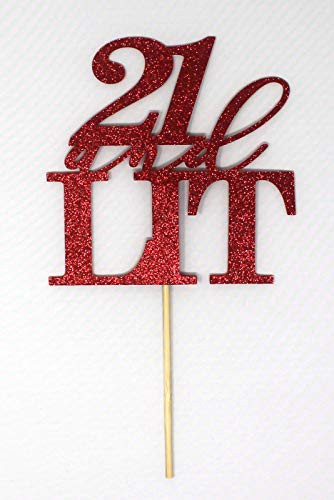 All About Details 21 and Lit Cake Topper, 1pc, 21st birthday, happy 21st birthday (Red)