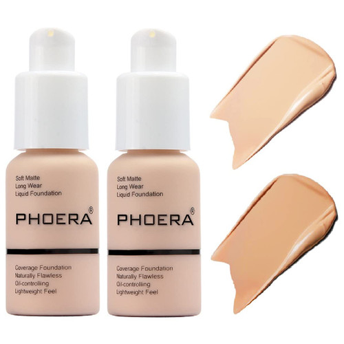 2 Pack PHOERA Foundation,Flawless Soft Matte Liquid Foundation 24 HR Oil Control Concealer Foundation Makeup,Full Coverage Foundation for Women and Girls (102 Nude+104 Buff Beige) 2 Pack PHOERA Foundation,Flawless Soft Matte Liquid Foundation 24 HR Oil Control Concealer Foundation Makeup,Full Coverage Foundation for Women and Girls (102 Nude+104 Buff Beige)