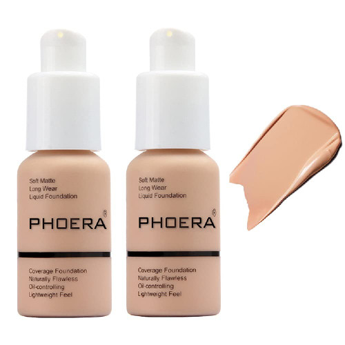 PHOERA Foundation,Flawless Soft Matte Liquid Foundation 24 HR Oil Control Concealer Foundation Makeup,Full Coverage Foundation for Women and Girls (2 Pcs 103 Warm peach) PHOERA Foundation,Flawless Soft Matte Liquid Foundation 24 HR Oil Control Concealer Foundation Makeup,Full Coverage Foundation for Women and Girls (2 Pcs 103 Warm peach)
