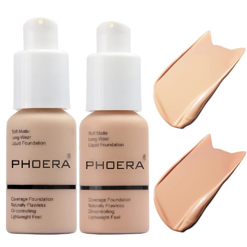 2 Pack PHOERA Foundation 102# Nude 103# Warm Peach,Flawless Soft Matte Liquid Foundation 24 HR Oil Control Concealer Foundation Makeup. 2 Pack PHOERA Foundation 102# Nude 103# Warm Peach,Flawless Soft Matte Liquid Foundation 24 HR Oil Control Concealer Foundation Makeup.