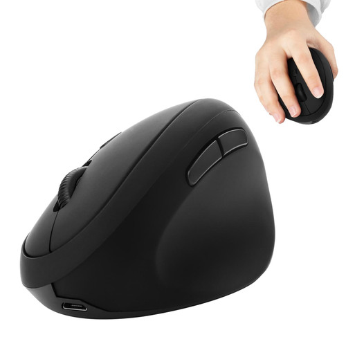 Ergonomic Mouse - 2.4GHz Wireless Vertical Mouse Optical Mice, Rechargeable Computer Mice with USB Receiver, 3 Level DPI, Cordless Mice for Small Hands (Black)