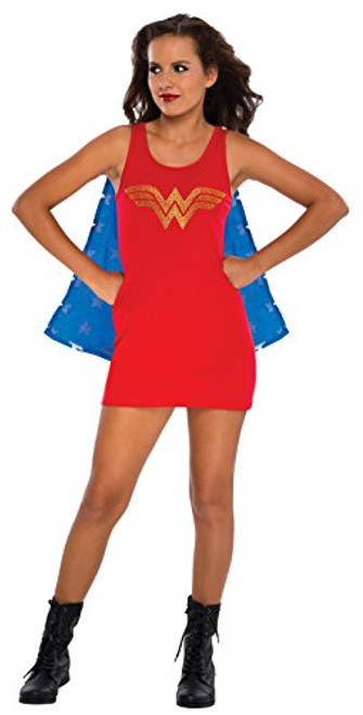 Rubie's DC Comics Justice League Superhero Style Teen Dress with Cape Rhinestone Wonder Woman, Red, Small Costume Rubie's DC Comics Justice League Superhero Style Teen Dress with Cape Rhinestone Wonder Woman, Red, Small Costume