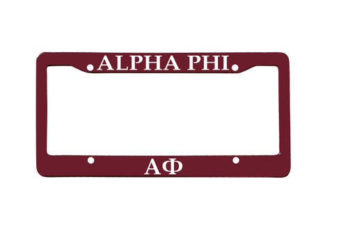 Officially Licensed Alpha Phi License Plate Frame - Deep Maroon