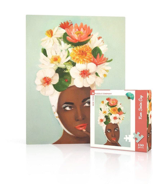 New York Puzzle Company - Janet Hill New Swim Cap Mini - 100 Piece Jigsaw Puzzle