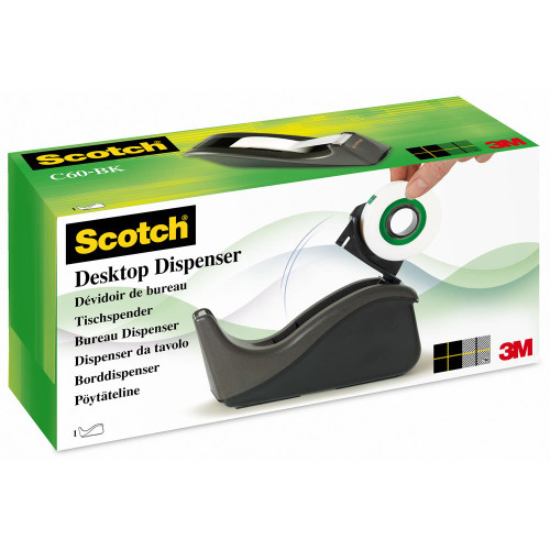 Scotch Desktop Tape Dispenser with Roll of Magic Tape, Assorted, 3/4 x 450 Inches, Two Tone (C60 COLORS)