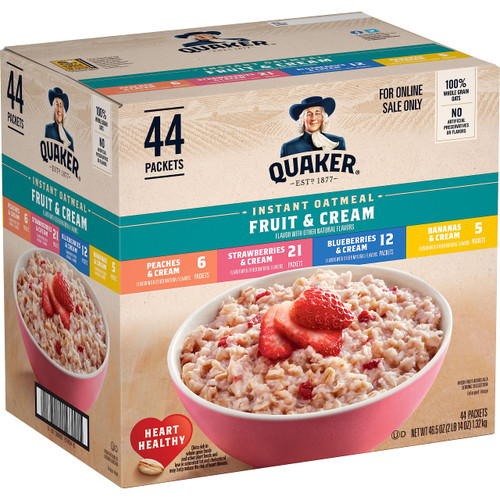 Quaker Instant Oatmeal Fruit & Cream Variety Pack,44 Count (Pack of 1) Quaker Instant Oatmeal Fruit & Cream Variety Pack,44 Count (Pack of 1)