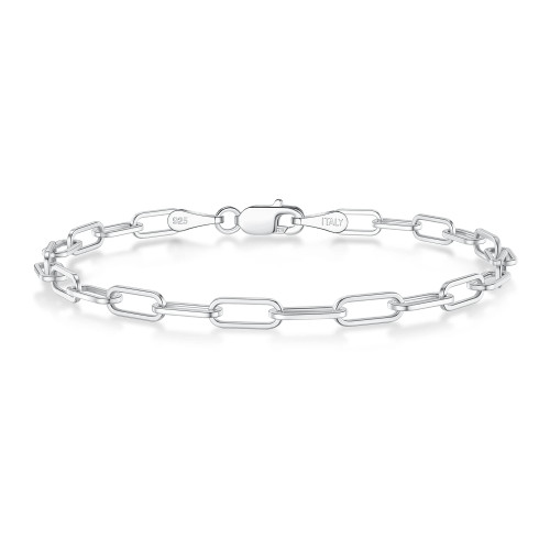 BRIJEWNES Paperclip Chain Silver Bracelets for Women, Solid 925 Sterling Silver Clasp Paperclip Chain Women Bracelet Chain Bracelets for Women Jewelry Gifts Silver Chain Bracelets for Women 9 Inches