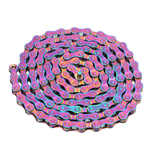 Bike Chain, Bike Chain Rust Proof Sensitive Colorful Electroplating 6 7 8 Speed Chain for Road Mountain Bikes Bicycle & Parts