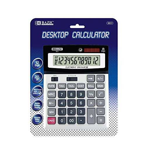 BAZIC 12-Digit Desktop Calculator with Profit Calculation & Tax Functions (3011)