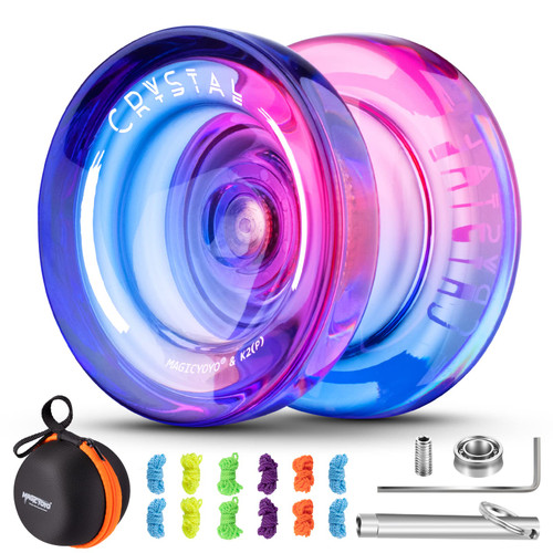 MAGICYOYO Professional Responsive Yoyo K2, Plastic Crystal Yo yo for Kids, Dual Purpose Yoyos Replacement Unresponsive Bearing for Intermediate, with Yoyo Accessory Pack (Crystal Purple Pink Gradient) MAGICYOYO Professional Responsive Yoyo K2, Plastic Crystal Yo yo for Kids, Dual Purpose Yoyos Replacement Unresponsive Bearing for Intermediate, with Yoyo Accessory Pack (Crystal Purple Pink Gradient)