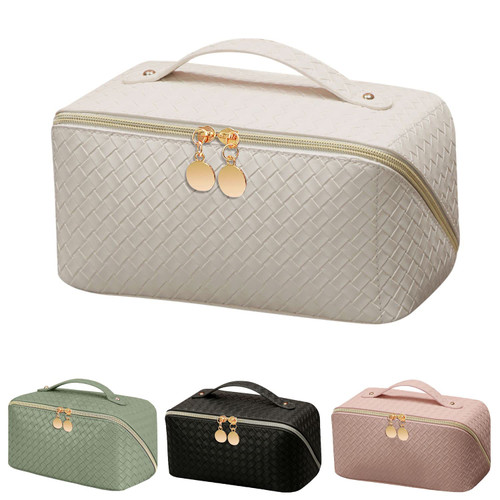 MLAY PU Make Up Bag - Makeup Bag, Large Capacity Leather Waterproof Cosmetic Bags, Women Portable Travel Makeup Bag With Handle and Divider Flat Lay make up bag Travel Cosmetic Bag. MLAY PU Make Up Bag - Makeup Bag, Large Capacity Leather Waterproof Cosmetic Bags, Women Portable Travel Makeup Bag With Handle and Divider Flat Lay make up bag Travel Cosmetic Bag.
