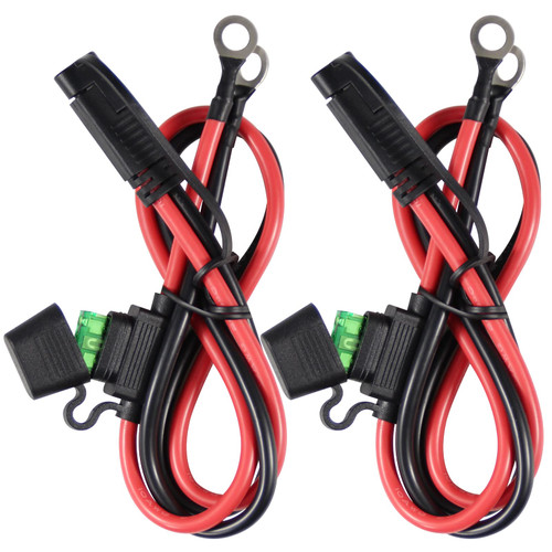 [2 Pack] 2FT SAE to O Ring Terminal Harness 10AWG - Eyelet O-Ring Terminal 10Gauge Harness with 30A Fuse,Battery Trickle Charger Cable for Motorcycle,SAE Quick Connect/Disconnect Charging Cord