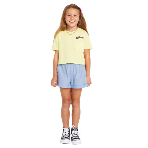 Volcom Girls' Pocket Dial Short Sleeve Tee, Citron