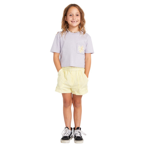 Volcom Girls' Pocket Dial Short Sleeve Tee, Moonbeam
