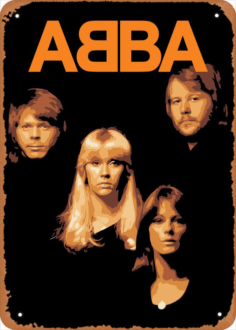 muecddoa Music ABBA Music Band Classic Metal Tin Sign Poster Vintage Art Wall Decor 12 x 8 inch