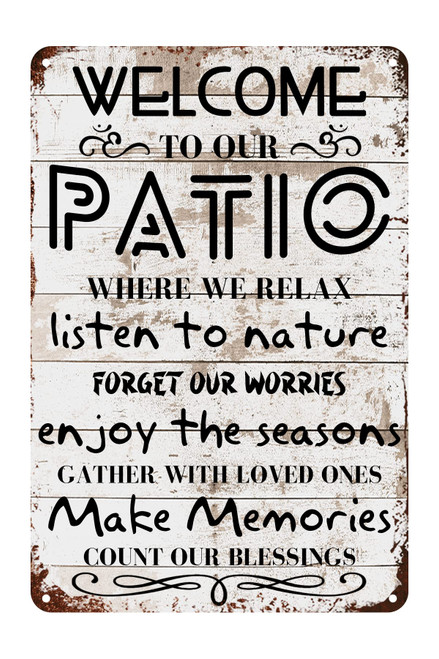 Welcome To Our Patio Vintage Tin Sign Count Our Blessings Vintage Metal Poster Home Coffee Bathroom Garage Club Bar Garden Laundry Room Wall Decoration 8x12 Inches