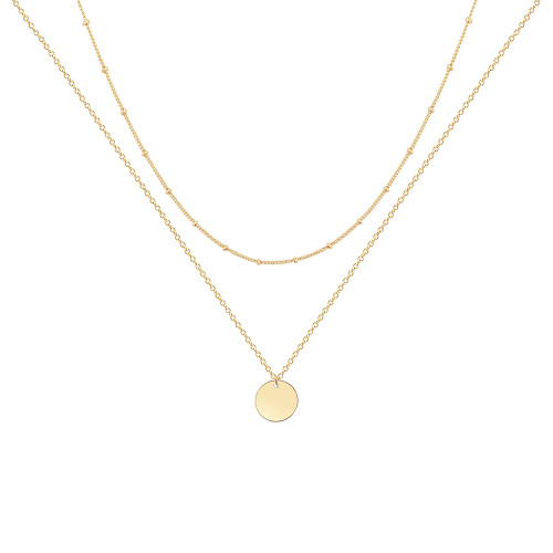 Ava Riley Dainty Layering Beads Chain Disc Pendant Necklace Coin Choker Necklace 14k Real Gold Plated Necklace Simple Necklace for Women Ava Riley Dainty Layering Beads Chain Disc Pendant Necklace Coin Choker Necklace 14k Real Gold Plated Necklace Simple Necklace for Women