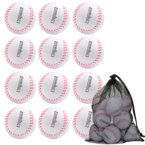 Urspasol Foam Baseballs 8 Inch Training Ball with Mesh Bag for Youth Teenager Players Sporting Batting Soft Baseballs Safely Hitting Indoor Outdoor Play White 12 Pack Urspasol Foam Baseballs 8 Inch Training Ball with Mesh Bag for Youth Teenager Players Sporting Batting Soft Baseballs Safely Hitting Indoor Outdoor Play White 12 Pack