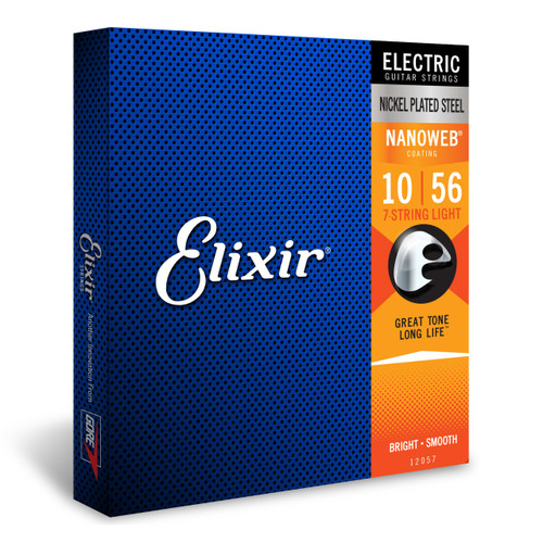 Elixir Strings - Nickel Plated Steel Electric Guitar Strings with NANOWEB Coating - Elixir Electric Guitar Strings - 7-String Light (.010-.056)