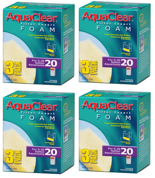 Aquaclear Foam Inserts, 3-Pack (12-Pack, 20-Gallon)