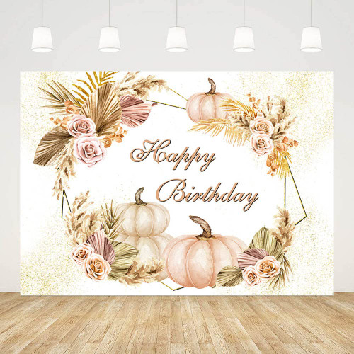 SENDY 7x5ft Boho Happy Birthday Backdrop for Girls Women Autumn Pumpkin Flowers Pampas Grass Photography Background Birthday Party Decorations Banner Photo Booth Props SENDY 7x5ft Boho Happy Birthday Backdrop for Girls Women Autumn Pumpkin Flowers Pampas Grass Photography Background Birthday Party Decorations Banner Photo Booth Props