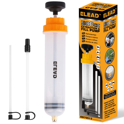 ELEAD 500cc Oil Extractor Pump, Oil Transfer Pump, Fluid Extractor, Fluid Syringe Extractor, Car Vacuum Fuel Transfer, Siphon Pump for Gasoline Hand Cleaner for auto Mechanics