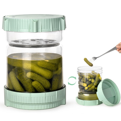 Pickle Jar with Strainer Flip, 50 Oz Pickle Container with Strainer, Pickle and Olive Hourglass jar with Leak Proof Airtight Lid, Pickle Flip Jar for for Pickle, Olive, Refrigerator Dishwasher Safe