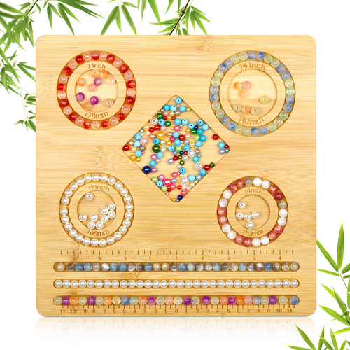FIVEIZERO Bamboo Bead Boards for Jewelry Making, Bracelet Measurement Board,Beading Board for Bracelet Necklaces Making Tray