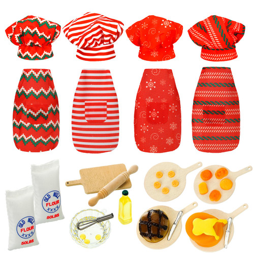 Kajaia 30 Pcs Christmas Elf Accessories Mini Elf Doll Baker Outfit Set Include Baking Apron and Hat Miniature Rolling Pin Flour Egg Bowl Cookie Tray Whisk for Elf Doll Decoration, Doll Is Not Included Kajaia 30 Pcs Christmas Elf Accessories Mini Elf Doll Baker Outfit Set Include Baking Apron and Hat Miniature Rolling Pin Flour Egg Bowl Cookie Tray Whisk for Elf Doll Decoration, Doll Is Not Included