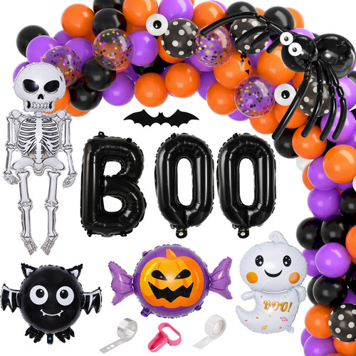 Halloween Balloons Garland Arch Kit, 129pcs Black Orange Purple Halloween Balloons Decorations with Confetti Balloons Pumpkin Skeleton Bat Ghost BOO Foil Balloons for Halloween Themed Birthday Party Supplies Halloween Balloons Garland Arch Kit, 129pcs Black Orange Purple Halloween Balloons Decorations with Confetti Balloons Pumpkin Skeleton Bat Ghost BOO Foil Balloons for Halloween Themed Birthday Party Supplies