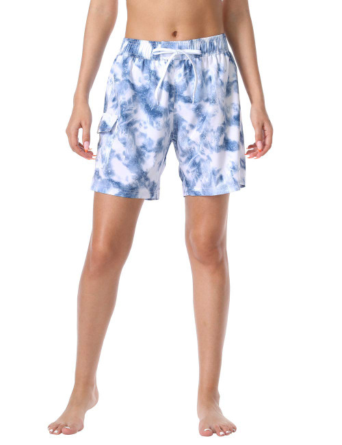 Nonwe Women's Board Shorts Quick Dry Solid Summer Beach Surf Trunks Drawstring Ice Blue XL
