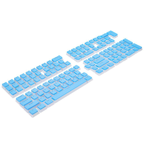 MarsHopper Pudding Keycaps - Double Shot PBT Keycap Set with Translucent Layer, for Mechanical Keyboards, Full 104 Key Set, OEM Profile, Standard ANSI 104 English (US) Layout - Blue