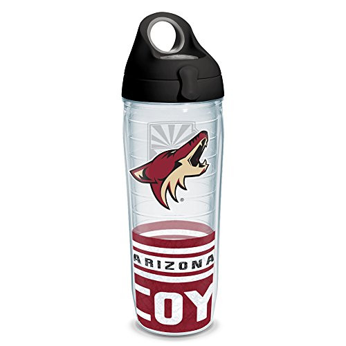 Tervis 1230989 NHL Arizona Coyotes Tumbler with Wrap and Black with Gray Lid 24oz Water Bottle, Clear Tervis 1230989 NHL Arizona Coyotes Tumbler with Wrap and Black with Gray Lid 24oz Water Bottle, Clear