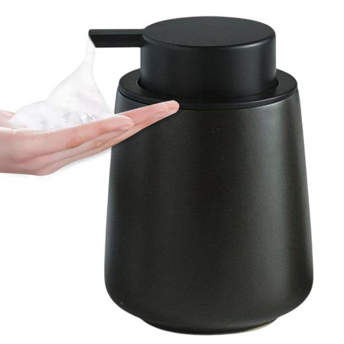 Beuway 12Oz Foam Hand Soap Dispenser,Ceramic Lotion Hand Soap Dispenser Countertop Foaming Soap Dispenser for Kitchen or Bathroom (Black)
