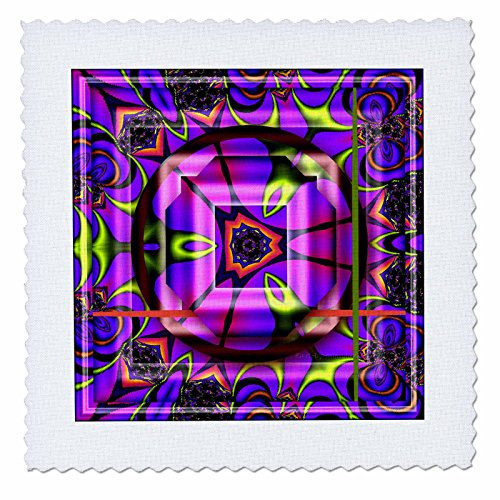 3dRose qs_26773_1 Mandala Zen Innerbalance Harmony Blue Green Pink Peace Energy Glowing Chakra Meditation Newage-Quilt Square, 10 by 10-Inch