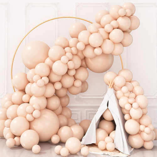 Double Stuffed Blush Balloons Different Sizes Cream Blush Pink Balloon Garland Arch Kit 18 12 10 5inch Pastel Peach Nude Helium Latex Balloons for Boho Birthday Wedding Bridal Shower Party Decorations