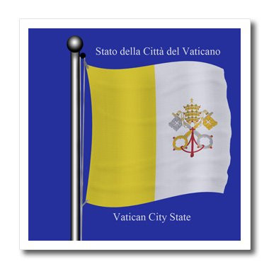 3dRose ht_63216_2 The Flag of The Vatican on Blue Background with Vatican City State Iron on Heat Transfer for White Material, 6 by 6-Inch
