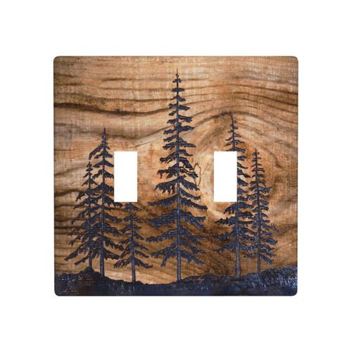 Pine Tree Rustic Farmhouse Wood Print 2 Gang Double Toggle Light Switch Plate Cover and Outlet Cover Decorative Wall Plates (Plastic) Pine Tree Rustic Farmhouse Wood Print 2 Gang Double Toggle Light Switch Plate Cover and Outlet Cover Decorative Wall Plates (Plastic)