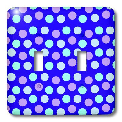 3dRose LSP_40939_2 Bright Polka Dot Print Double Toggle Switch, Blue