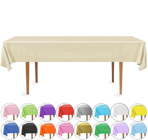 DecorRack 6 Pack Rectangular Tablecloths -BPA- Free Plastic, 54 x 108 inch, Dining Table Cover Cloth, Ivory (6 Pack)
