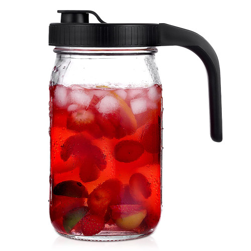 32 OZ Mason Jar Pitcher Wide Mouth 32 oz Mason Jar Pitcher with Airtight Lid - 1 Quart Pitcher for Iced Tea, Sun Tea, Juice, Coffee