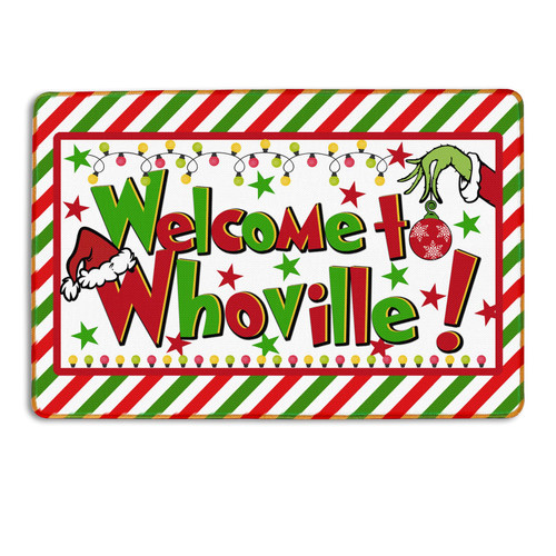 HOMSHIAM Christmas Door Mat,Christmas Welcome Mat,Christmas Doormat,Welcome to Whoville Doormat Winter Xmas Holiday Floor Mat Merry Christmas Door Mat Outdoor Entrance Door Rug Welcome Mat-16x24 Inch HOMSHIAM Christmas Door Mat,Christmas Welcome Mat,Christmas Doormat,Welcome to Whoville Doormat Winter Xmas Holiday Floor Mat Merry Christmas Door Mat Outdoor Entrance Door Rug Welcome Mat-16x24 Inch
